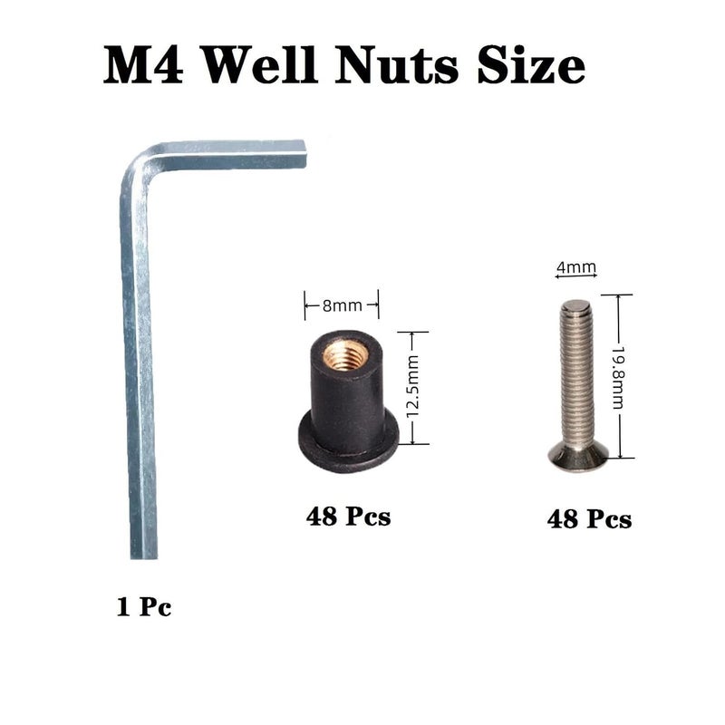 MAYEHAY 48 Pairs of M4 Neoprene Well Nuts M4 x 20mm Stainless Steel Hex Socket Bolts Well Nuts Kit for Kayak Motorcycle Windscreen Marine Accessories,Neoprene nut Contains Brass Nuts Copper nut - Image 3